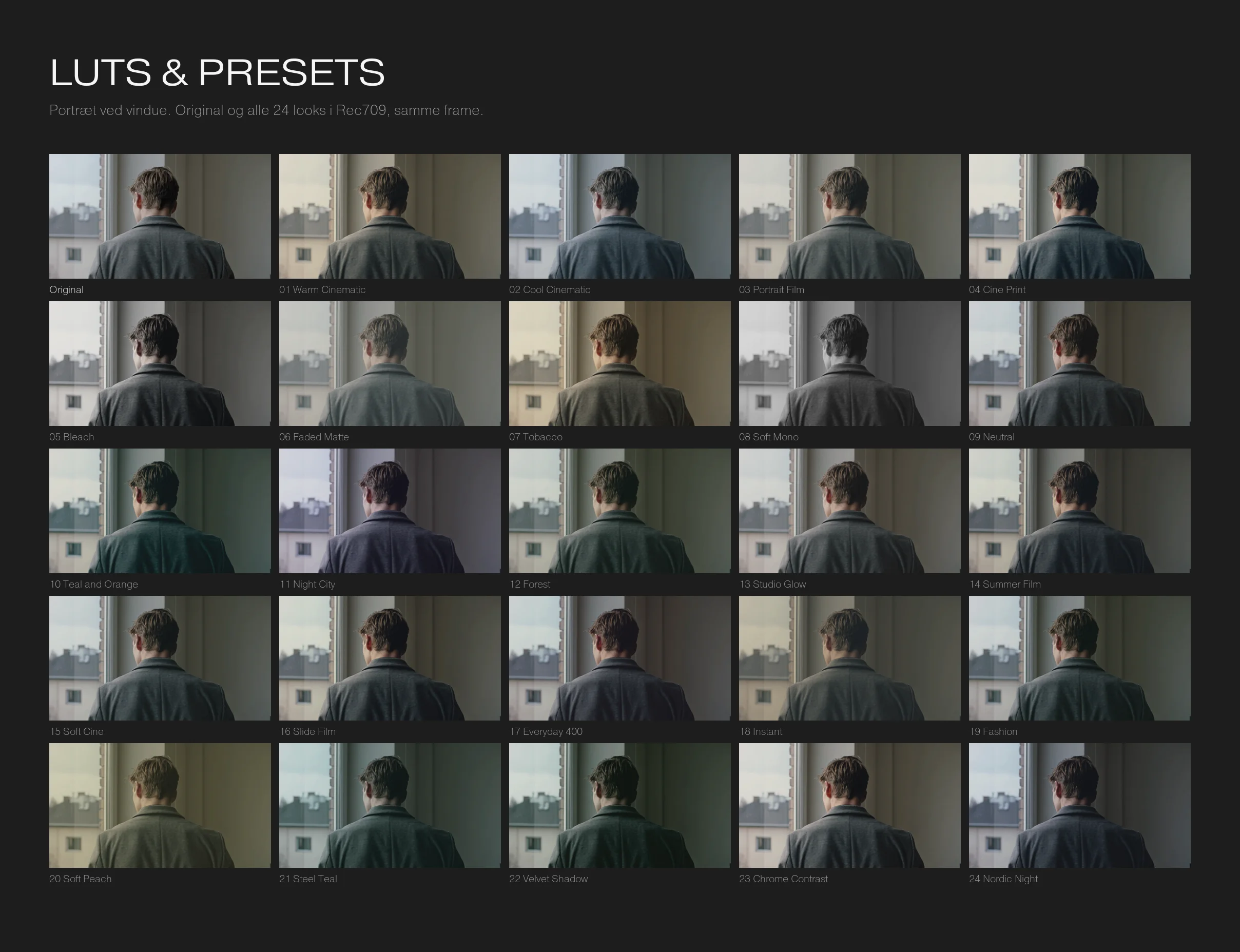 Nineties™ LUTs & Presets, alle 24 looks, portræt ved vindue