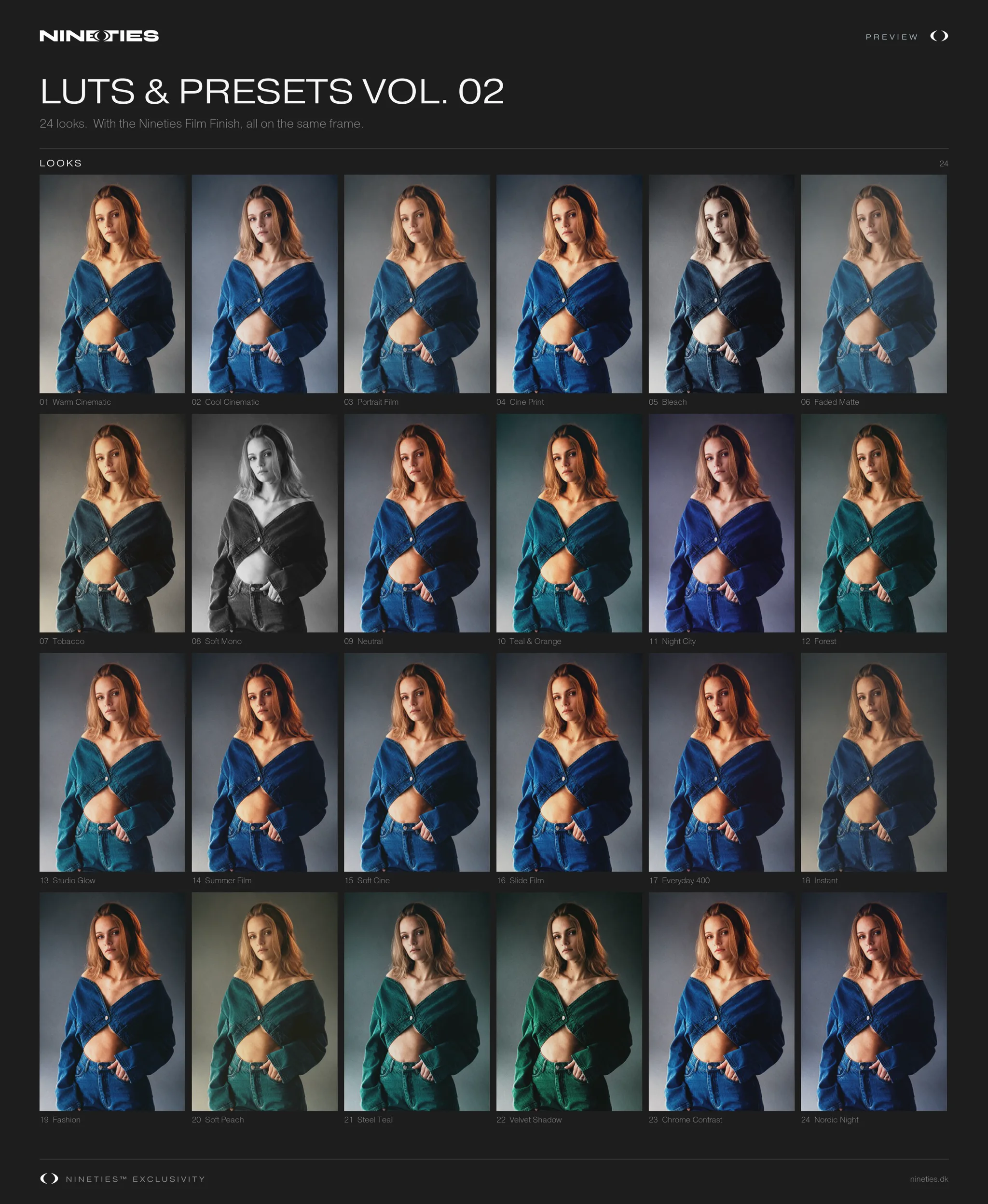 Nineties™ LUTs & Presets kontaktark